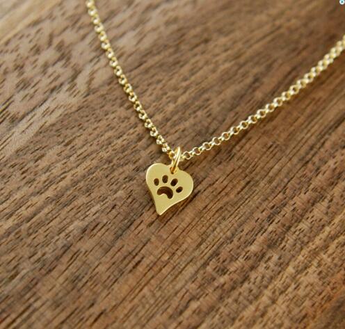 Shuangshuo Fashion Dog Paw Print Heart Necklace for Women Spring Style Animal Pet Puppy Palm Paw Mark Print Necklace Choker N214